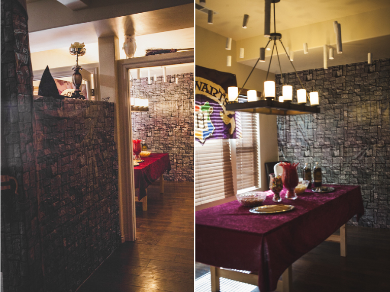 Harry Potter Party Rock walls and hanging candles